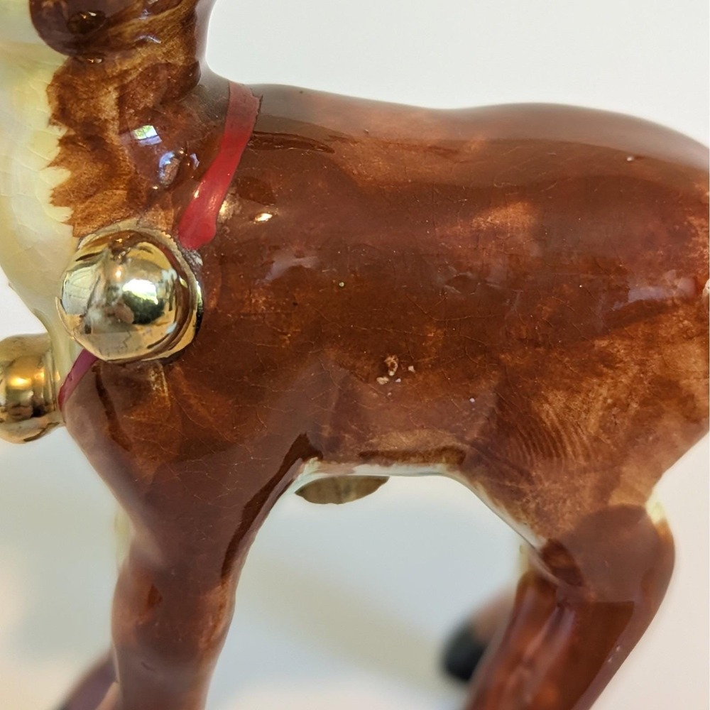 Napco Reindeer Kissing Salt & Peppers Gold Bells Cork‎ Stoppers, Dear & Dearest - Picture 6 of 14